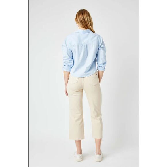 Judy Blue High Rise Slim Wide Leg Tan Jean Denim Size 13/31 Stretchy - Picture 2 of 6